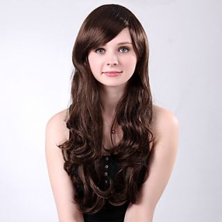 Capless Long Auburn Curly High Quality Synthetic Side Bang Wings