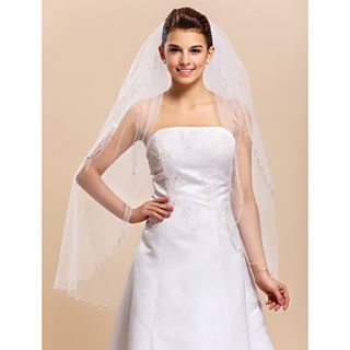 Three tier Fintertip Wedding Veil With Beaded Edge