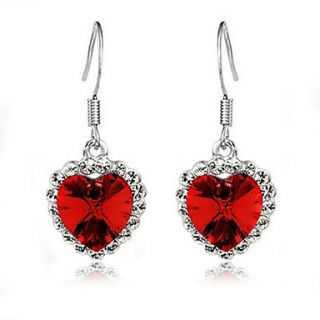 Charming Heart Alloy Crystal Drop Earrings(More Colors)