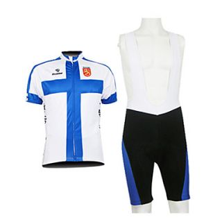 Kooplus 2013 Finland Pattern 100% Polyester Short Sleeve Quick Dry Mens BIB Short Cycling Suits