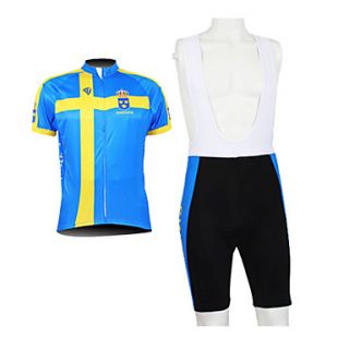 Kooplus 2013 Sweden Pattern 100% Polyester Short Sleeve Quick Dry Mens BIB Short Cycling Suits
