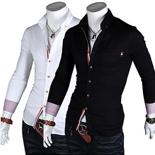 Mens Stripes Contrast Color Long Sleeve Shirt