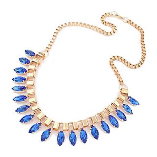 Gold Plated Alloy Zircon Leaf Pattern Necklace(Assorted Colors)