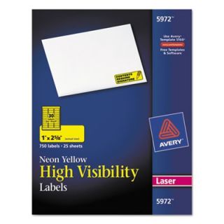 Avery Labels High Visibility Laser Labels, 1 x 2 5/8, Neon Yellow (5972)
