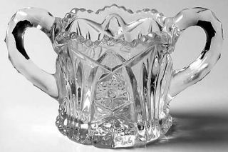 Imperial Glass Ohio 212 Clear Open Sugar   Nucut #212, Star & Fan Design, Clear