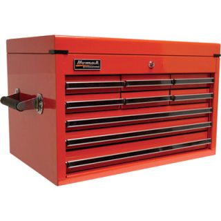 Homak Pro Series 27in. 9 Drawer Extended Top Chest   Red, 26in.W x 17 1/2in.D x