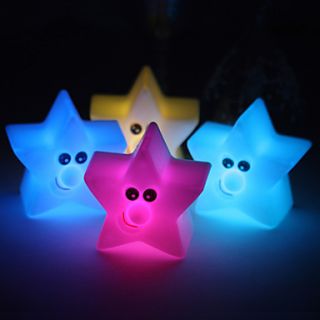 Smiling Vinyl Star LED Lamp   Set of 4 (Color Changing, Built in Botton Cell)