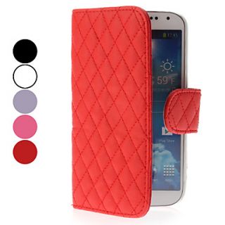 Grid Design Leather Case with Card Slot for Samsung Galaxy S4 I9500