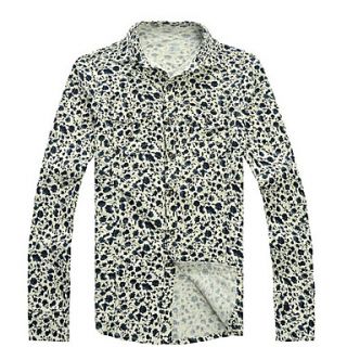 Mens Floral Print Vintage Long Sleeve Shirt