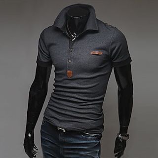 Mens Slim Epaulet Short Sleeve POLO T Shirt