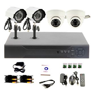 DIY CCTV System with 2 Indoor Dome Cameras and 2 Waterproof Camera for Home Office