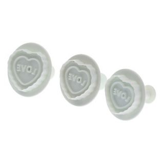 Love Heart Shaped Cookie Cutter with Plunger (3pcs)