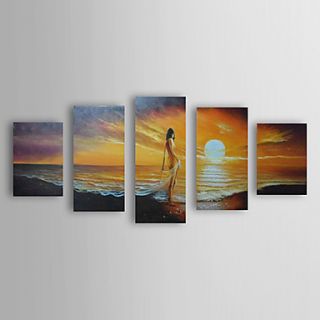 Hand Painted Oil Painting Landscape Sea with Stretched Frame Set of 5 1306 LS0317