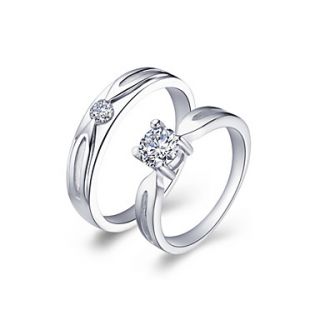 Lovely Platinum Plated Crystal Couples Rings