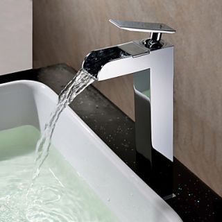 Sprinkle by Lightinthebox   Contemporary Waterfall Chrome Finish Bathroom Sink Faucet (Tall)