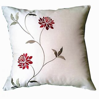 Traditional Embroidery Botanical Polyester Decorative Pillow Cover