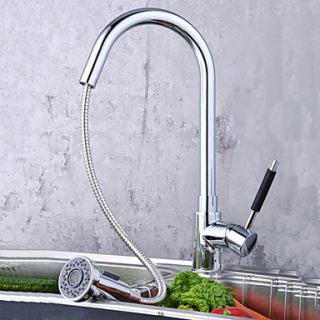 Solid Brass Pull Down Kitchen Faucet (Chrome Finish)