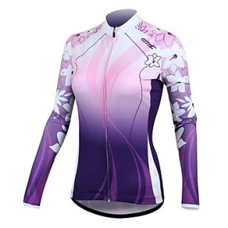 C01025 Santic Womens 100% Polyester Long Sleeve Suncare Cycling Jersey(Purple)