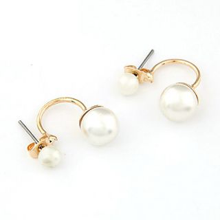 Gold Plated Alloy Pearl Semi Bents Earrings
