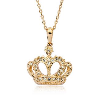 Diamond Inlaid Crown Pendant Necklace