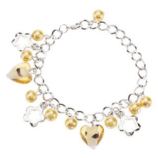 Just Follow Your Heart Coloured Glaze with Glass Bead Bracelet