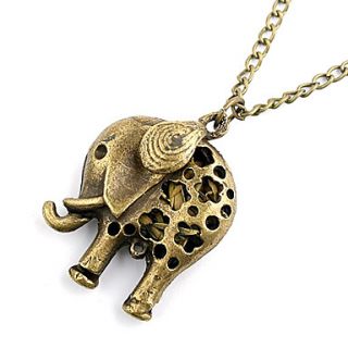 Antique Copper Hollow Out Elephant Necklace