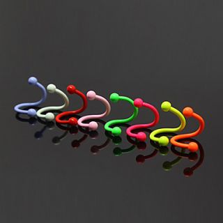 Fluorescent Color Medical Steel S Shape Body Jewerly(1PCS Random Colors)