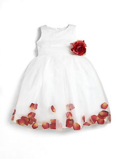 Us Angels Infants Satin & Tulle Rose Petal Dress   Ivory/Red