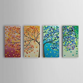 Hand Painted Oil Painting Botanical Tree and Defoliation with Stretched Frame Set of 4 1307 BO0157