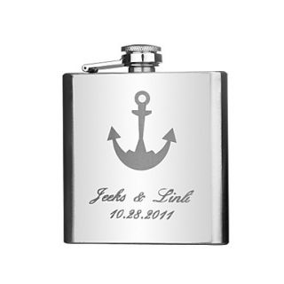 Personalized Stainless Steel 6 oz Flask   Anchor