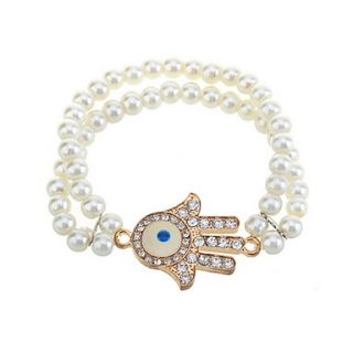 Fashion Crystal Evil Eye Hand Charm Pearl Bracelets
