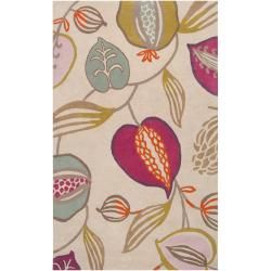 Harlequin Hand tufted Beige Opaque Floral Wool Rug (8 X 10)
