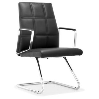 Controller Black Conference Chair (BlackMaterials LeatheretteFinish Chromed steelDimensions 37.4 inches high x 21.7 inches wide x 22.8 inches deep Seat dimensions 17.7 inches high x 19.7 inches wide x 17.7 inches deep Assembly required )