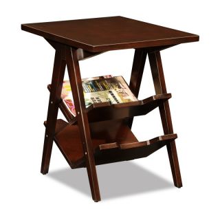 Leick Chevron Rectangle Chocolate Cherry Wood Stacked Magazine End Table