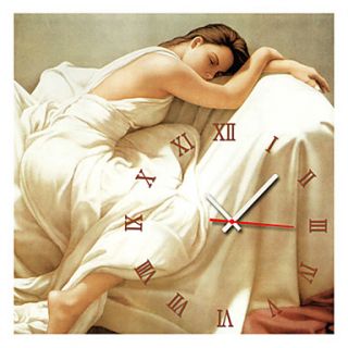 Modern Style Girl Wall Clock in Canvas