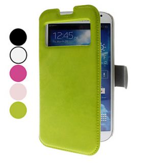 Solid Color PU Leather Case with Viewing Screen for Samsung Galaxy S4 I9500 (Assorted Color)