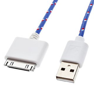 30pin Connector to USB 2.0 Hemp Cable for iPhone 4/4S and Others (Optional Colors)