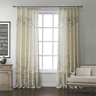 (One Pair) Country Print Linen Floral Energy Saving Curtain