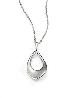 Sterling Silver Teardrop Pendant Necklace   Silver