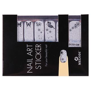 14PCS Nail Art Stickers Pure Color Glitter Powder Series Black Butterflies