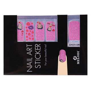 14PCS Nail Art Stickers Pure Color Glitter Powder Series Lip Prints
