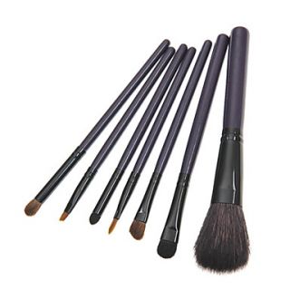7PCS Black Handle Makeup Brush Kits With Purple Zipper Pouch