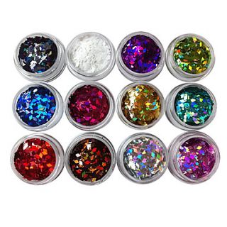 12PCS Diamond Shaped Gitter Sequins Nail Decorations