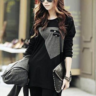 Womens Splicing Contrast Color Blouse