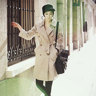 Womens Casual Tailored Collar Double Breast Trench Coat