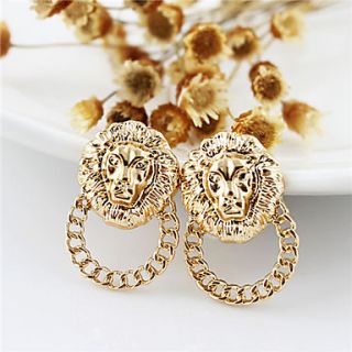 Gold Plated Alloy Stereo Lion Pattern Earrings