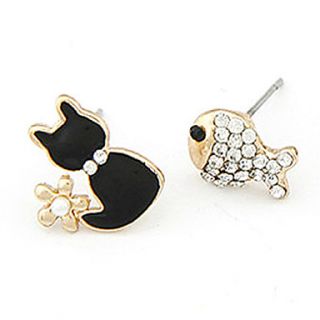 Exquisite Alloy With Rhinestone Cat/Fish Shaped Womens Earrings