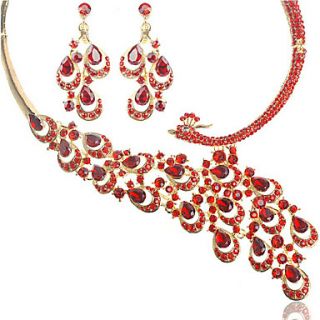 Glitter Phoenix Shaped Alloy Silver Plated With Rhinestone Womens Wedding Jewelry Set (More Colors)