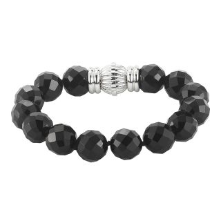 Faceted Onyx Magnetic Closure Bracelet, White, Womens