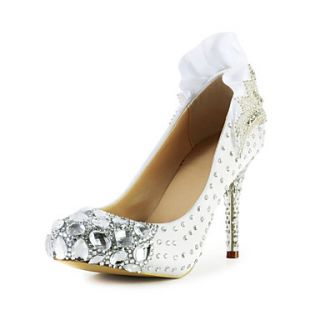 Elegant Satin Stiletto Heel with Rhinestone Wedding Shoes